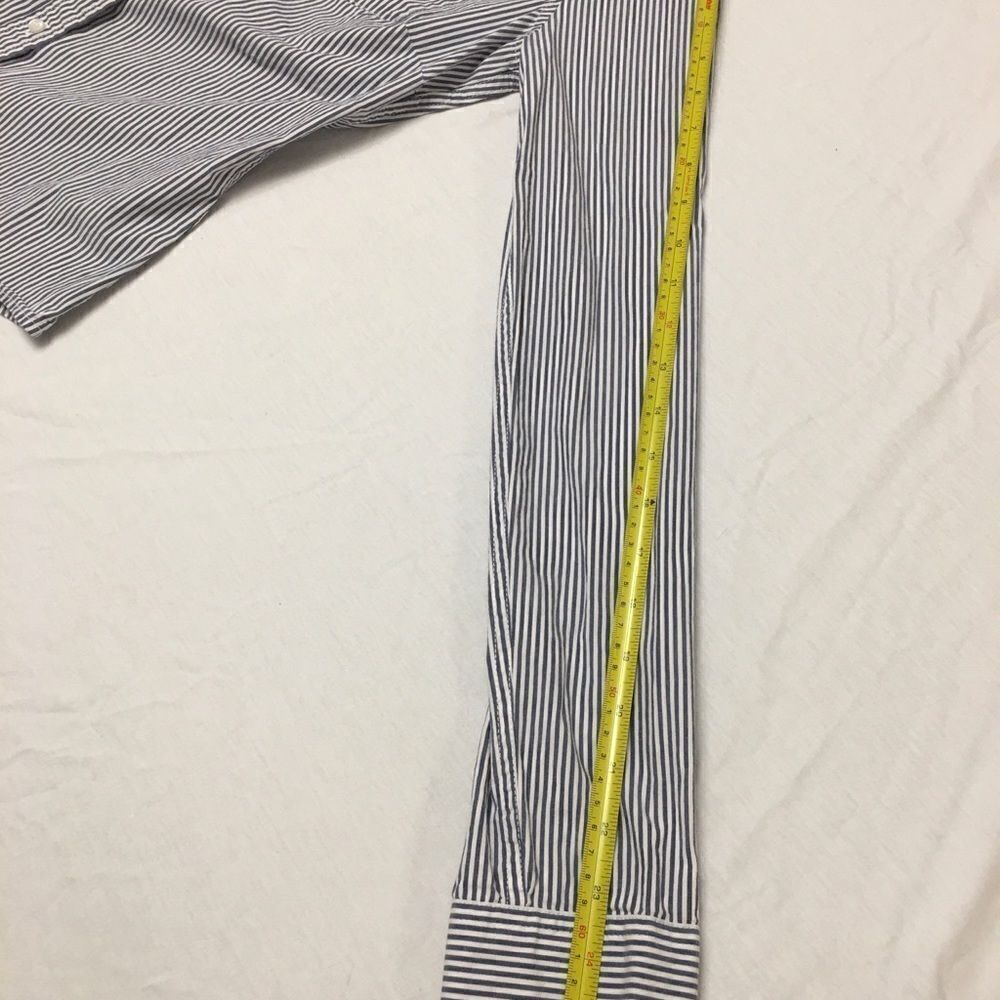 𝅺hollister White and Blue Striped Stretch Cotton Button Down Shirt Size Medium - Picture 8 of 9